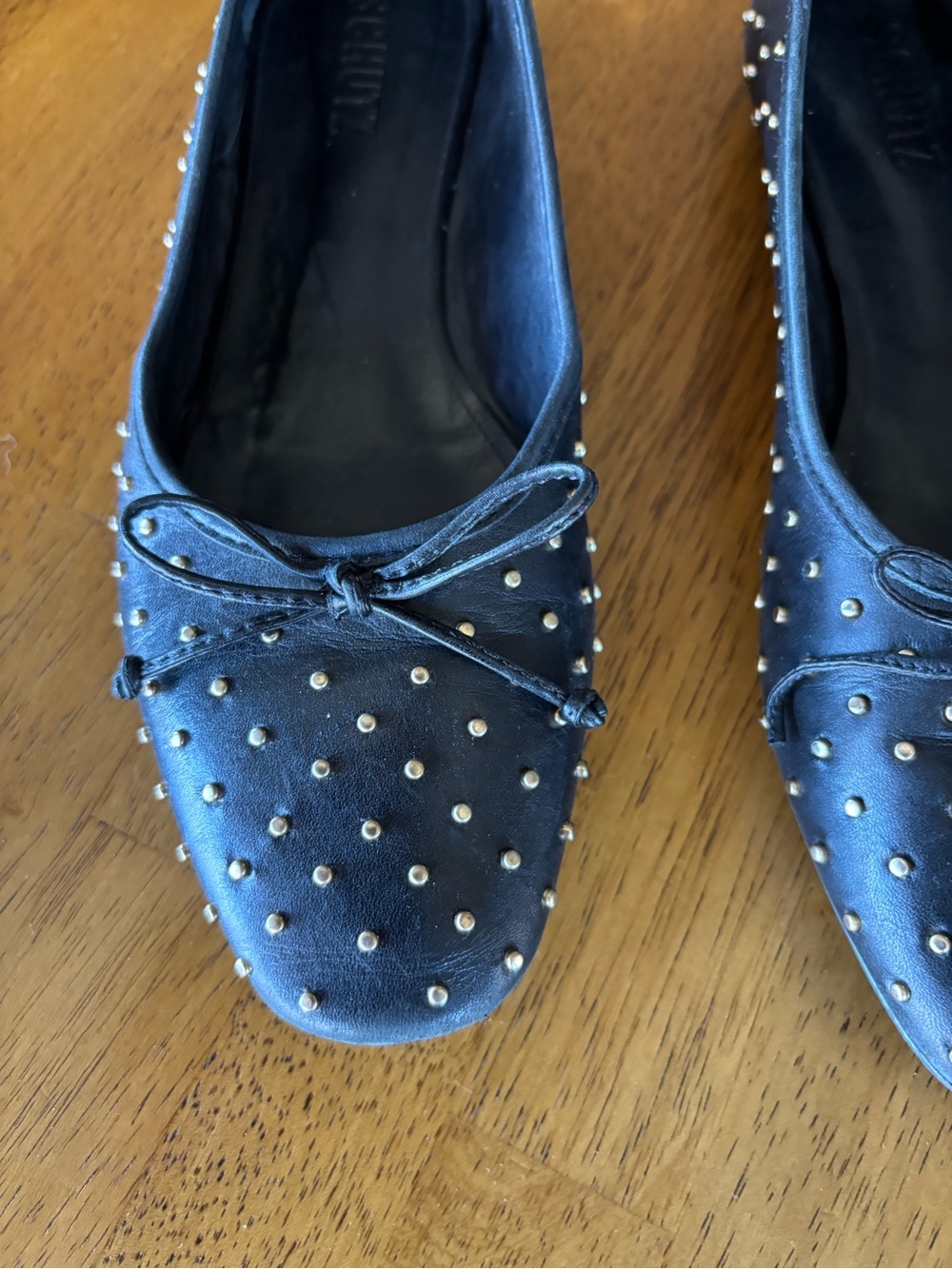 Shultz black leather studded  ballet flats Sz 7